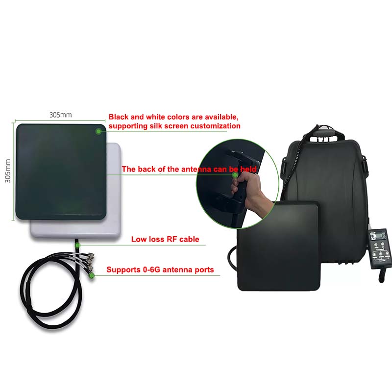 100W anti drone Wifi Flat 7 Channel Communication Direction Antenna 433M 900M 1.2G 1.5G 2.4G 5.2G 5.8G Handheld Antenna